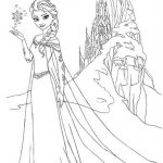 Dibujos para colorear Frozen Elsa con su castillo